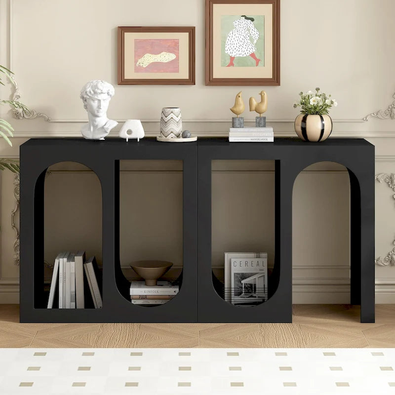 Console modulaire blanche/noire, style 2 modules, assemblage 1 personne