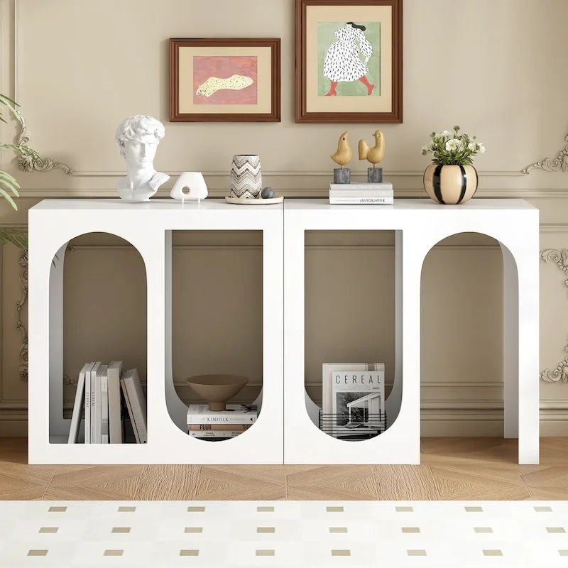 Console modulaire blanche/noire, style 2 modules, assemblage 1 personne