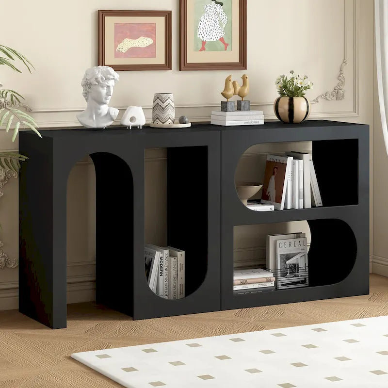 Console modulaire blanche/noire, style 2 modules, assemblage 1 personne