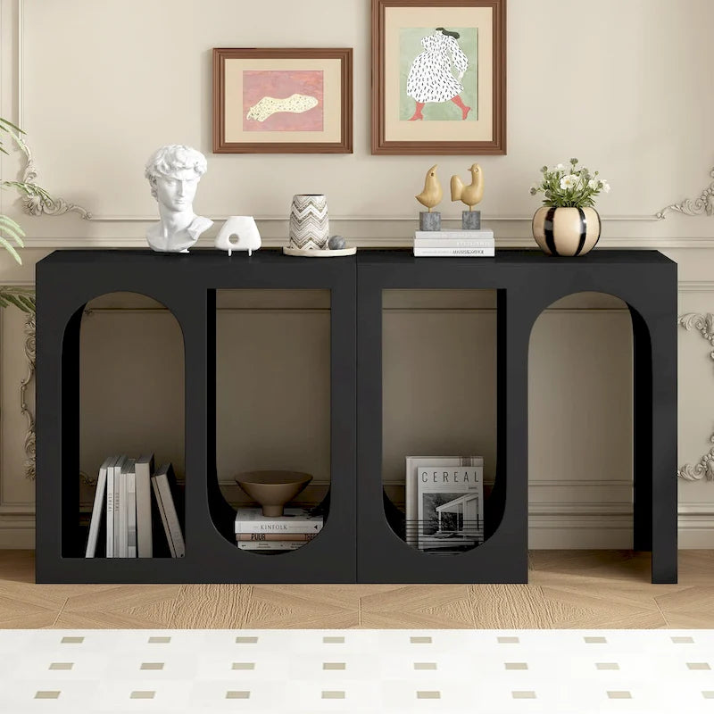 Console modulaire blanche/noire, style 2 modules, assemblage 1 personne