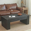 Table basse rectangulaire rustique en bois massif noir et bois