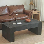 Table basse rectangulaire rustique en bois massif noir et bois