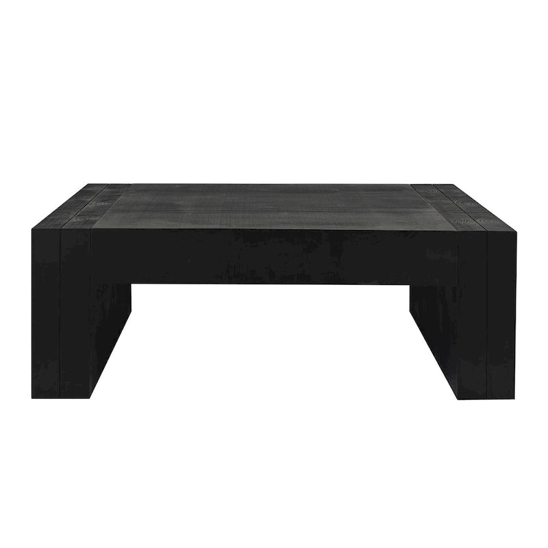 Table basse rectangulaire rustique en bois massif noir et bois