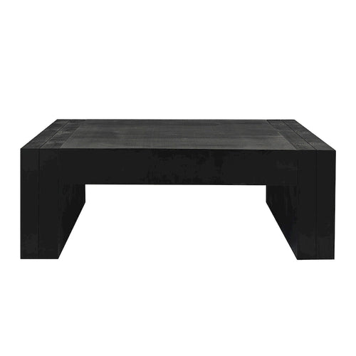 Table basse rectangulaire rustique en bois massif noir et bois