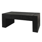 Table basse rectangulaire rustique en bois massif noir et bois