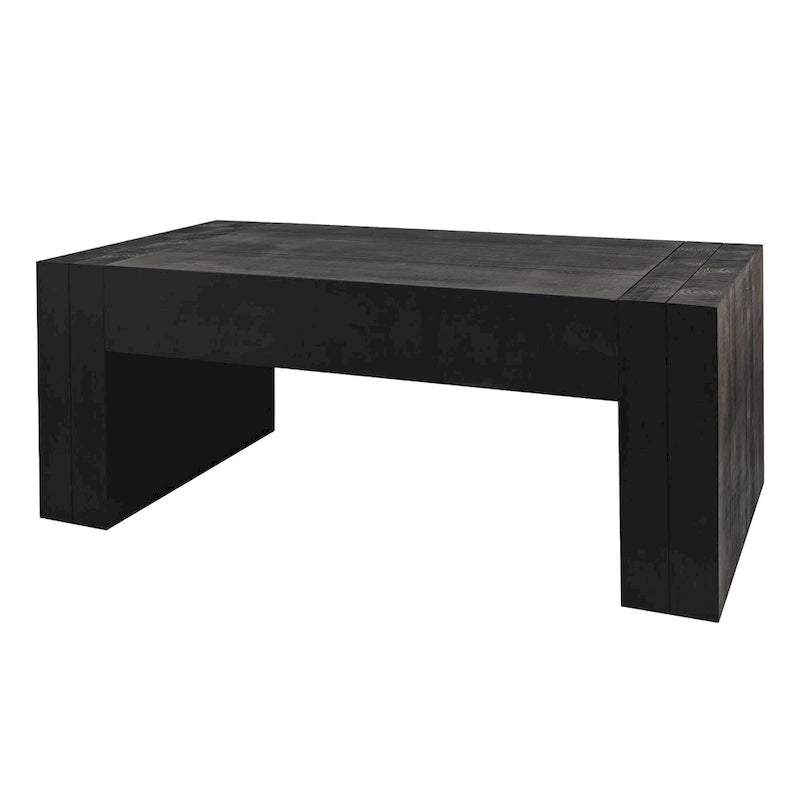 Table basse rectangulaire rustique en bois massif noir et bois