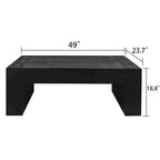 Table basse rectangulaire rustique en bois massif noir et bois