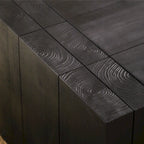 Table basse rectangulaire rustique en bois massif noir et bois