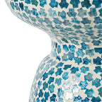 Tabouret / Table d'appoint Capiz Mosaïque Bleu Perle et Blanc, 1 personne
