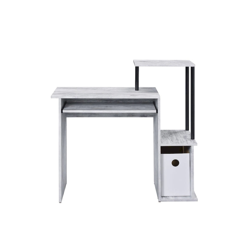 Bureau d'ordinateur individuel rectangulaire ivoire avec tiroir à clavier
