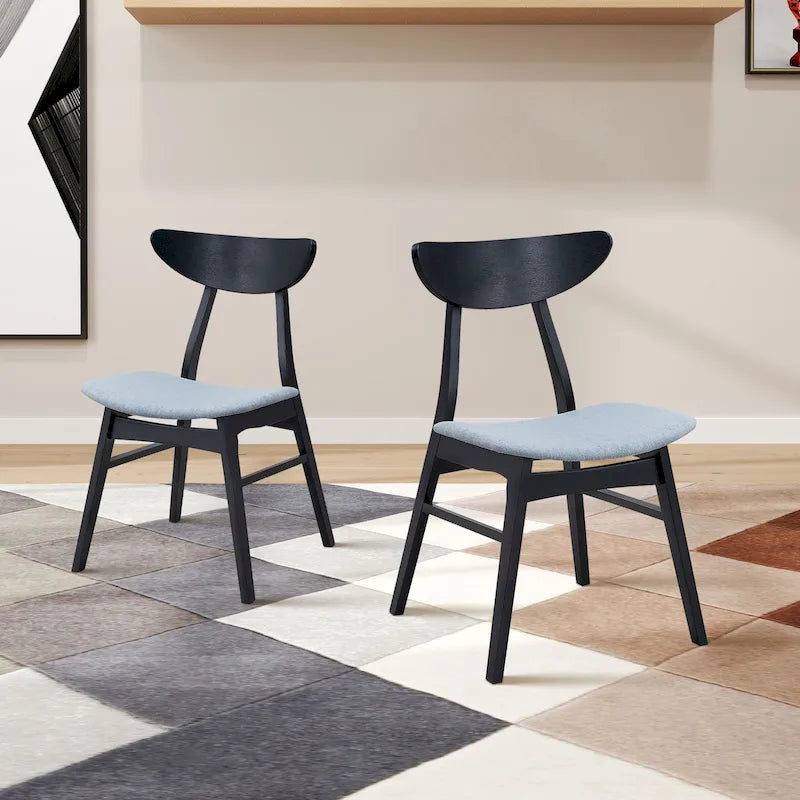 Chaise de salle à manger rembourrée en Noyer/Chêne noir avec cadre en bois, lot de 2