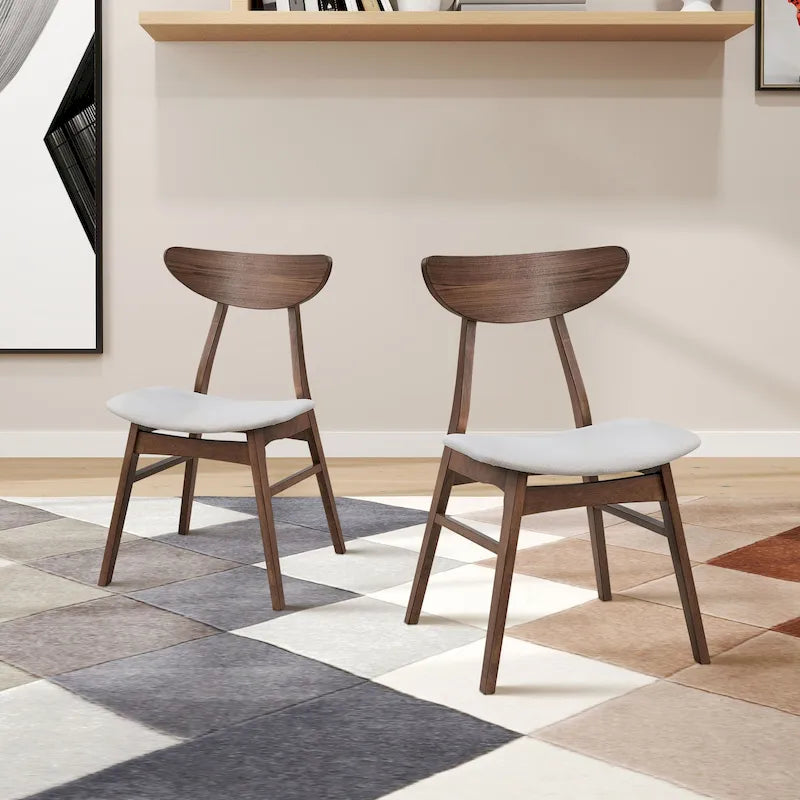 Chaise de salle à manger rembourrée en Noyer/Chêne noir avec cadre en bois, lot de 2