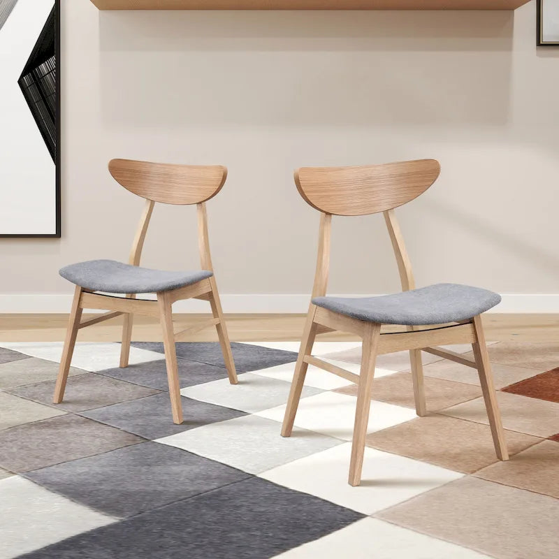 Chaise de salle à manger rembourrée en Noyer/Chêne noir avec cadre en bois, lot de 2