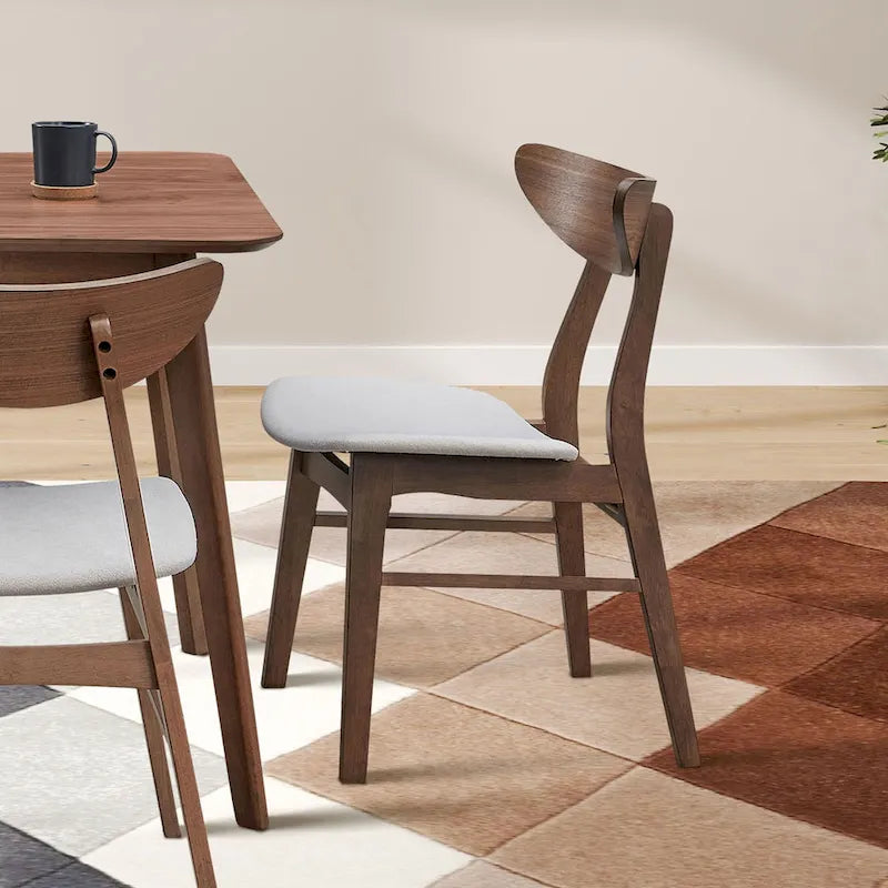 Chaise de salle à manger rembourrée en Noyer/Chêne noir avec cadre en bois, lot de 2