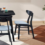 Chaise de salle à manger rembourrée en Noyer/Chêne noir avec cadre en bois, lot de 2