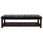 Banc de rangement capitonné avec garniture cloutée et étagère - Marron foncé/noir - 1 personne