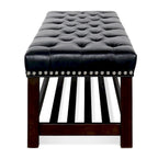 Banc de rangement capitonné avec garniture cloutée et étagère - Marron foncé/noir - 1 personne
