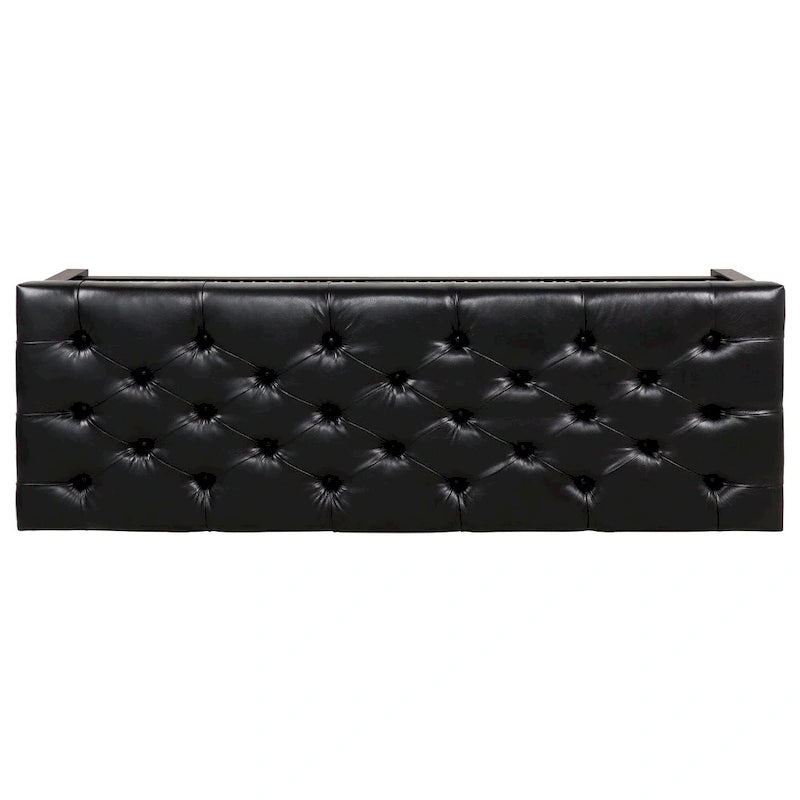 Banc de rangement capitonné avec garniture cloutée et étagère - Marron foncé/noir - 1 personne