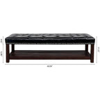 Banc de rangement capitonné avec garniture cloutée et étagère - Marron foncé/noir - 1 personne