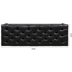 Banc de rangement capitonné avec garniture cloutée et étagère - Marron foncé/noir - 1 personne