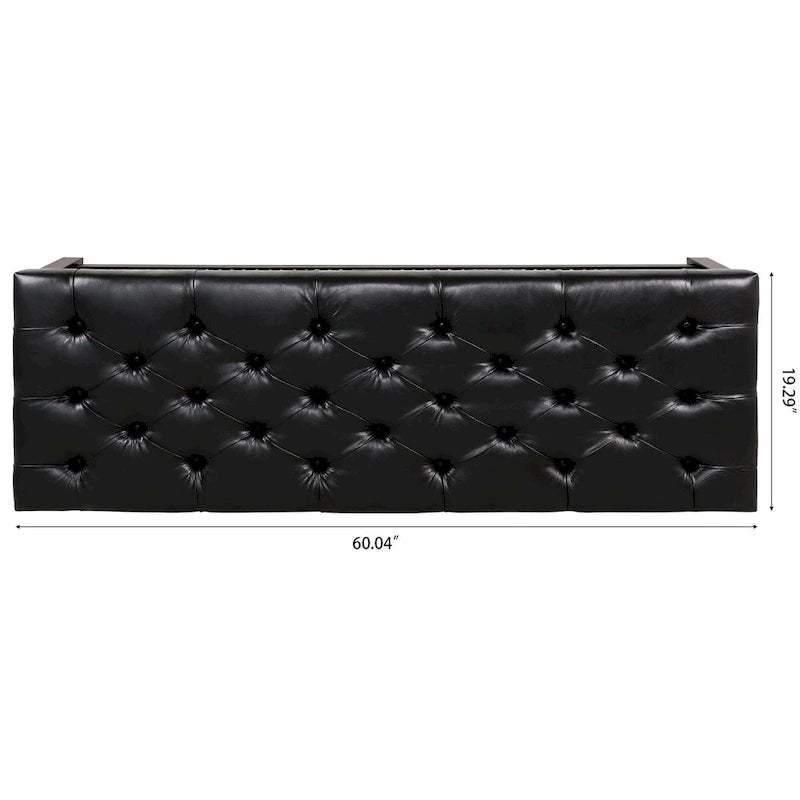 Banc de rangement capitonné avec garniture cloutée et étagère - Marron foncé/noir - 1 personne