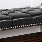 Banc de rangement capitonné avec garniture cloutée et étagère - Marron foncé/noir - 1 personne