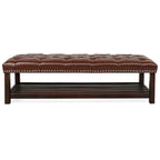 Banc de rangement capitonné avec garniture cloutée et étagère - Marron foncé/noir - 1 personne