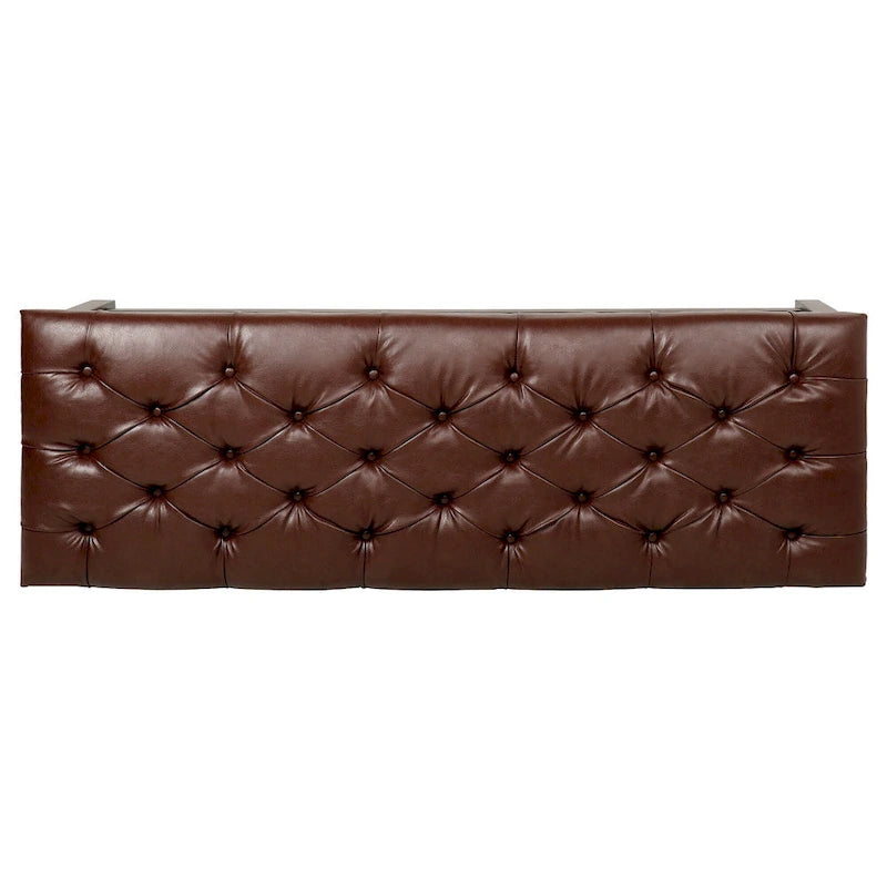 Banc de rangement capitonné avec garniture cloutée et étagère - Marron foncé/noir - 1 personne