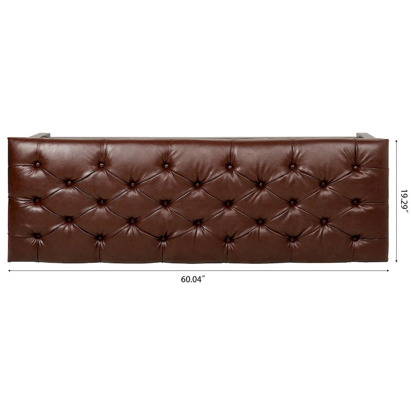 Banc de rangement capitonné avec garniture cloutée et étagère - Marron foncé/noir - 1 personne