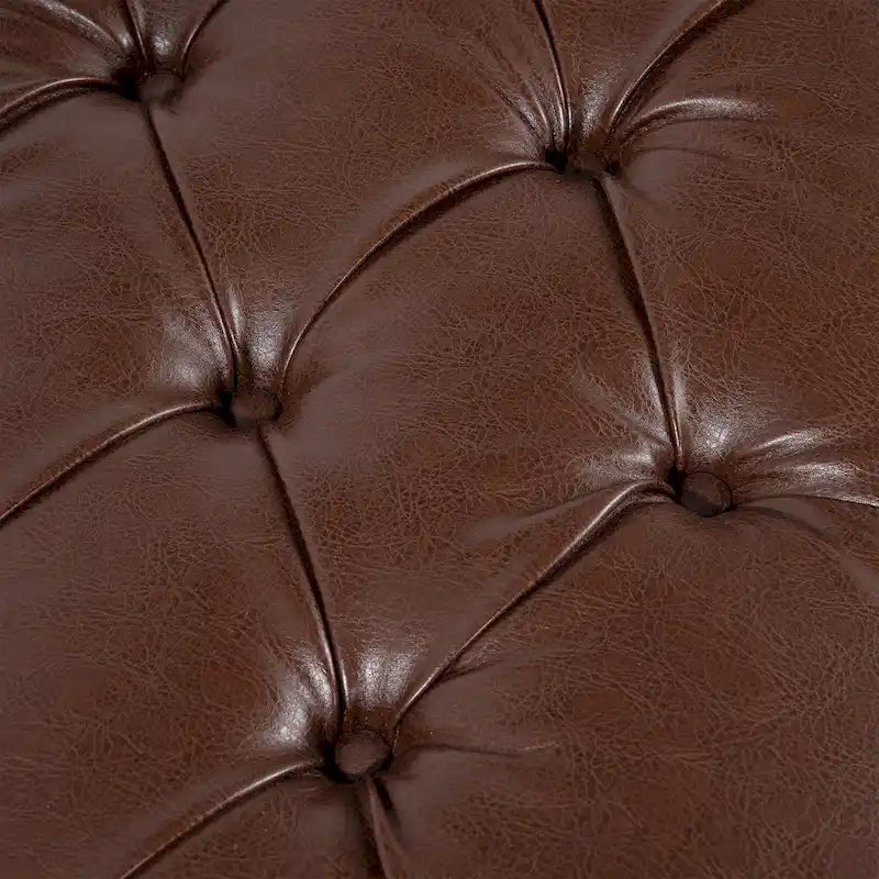 Banc de rangement capitonné avec garniture cloutée et étagère - Marron foncé/noir - 1 personne