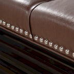 Banc de rangement capitonné avec garniture cloutée et étagère - Marron foncé/noir - 1 personne
