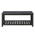 Table basse rustique en bois, Noir/marron antique, Étagère ouverte en X, 2 places