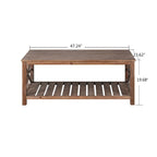Table basse rustique en bois, Noir/marron antique, Étagère ouverte en X, 2 places