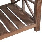 Table basse rustique en bois, Noir/marron antique, Étagère ouverte en X, 2 places