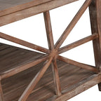 Table basse rustique en bois, Noir/marron antique, Étagère ouverte en X, 2 places
