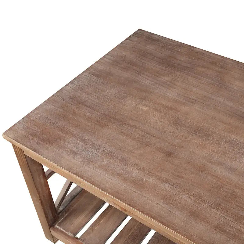 Table basse rustique en bois, Noir/marron antique, Étagère ouverte en X, 2 places