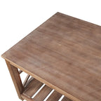 Table basse rustique en bois, Noir/marron antique, Étagère ouverte en X, 2 places