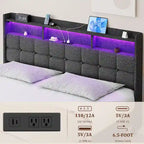 Lit plate-forme King Gris foncé / Gris clair avec tête de lit LED et chargement USB, pour 1