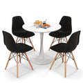 Ensemble de salle à manger rond 5 pièces avec 4 chaises, couleurs noir/blanc/naturel, 4 places