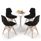 Ensemble de salle à manger rond 5 pièces avec 4 chaises, couleurs noir/blanc/naturel, 4 places