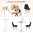 Ensemble de salle à manger rond 5 pièces avec 4 chaises, couleurs noir/blanc/naturel, 4 places