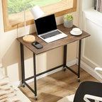 Bureau pliable roulant marron, 80 cm, 1 personne