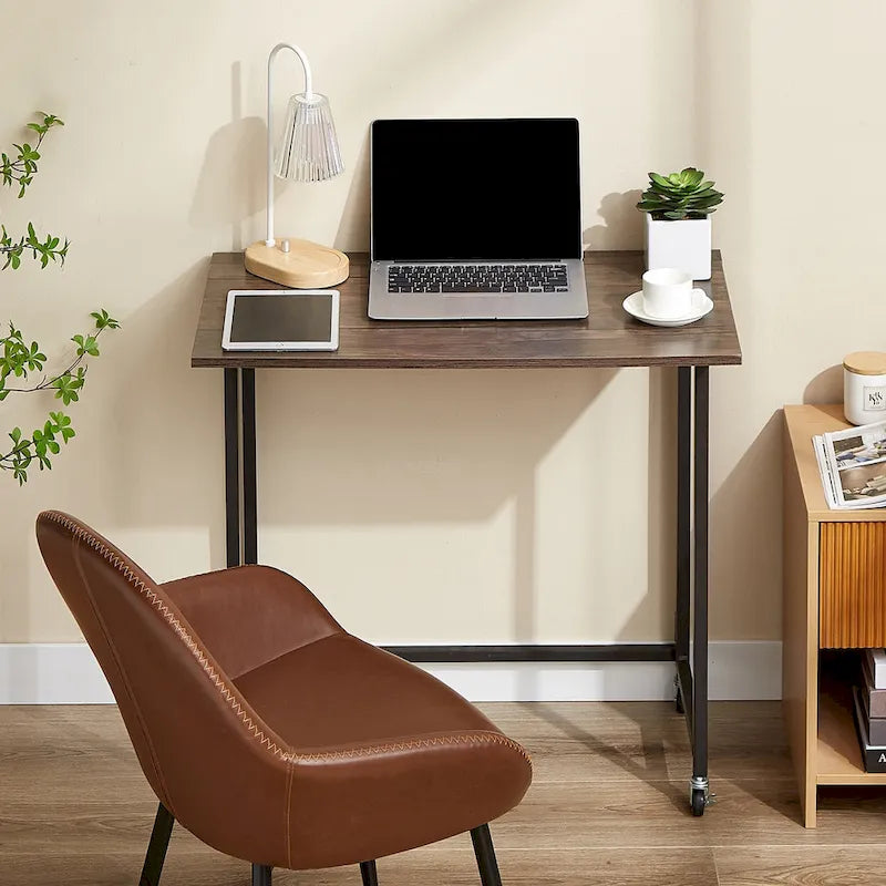Bureau pliable roulant marron, 80 cm, 1 personne