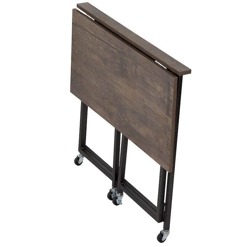 Bureau pliable roulant marron, 80 cm, 1 personne