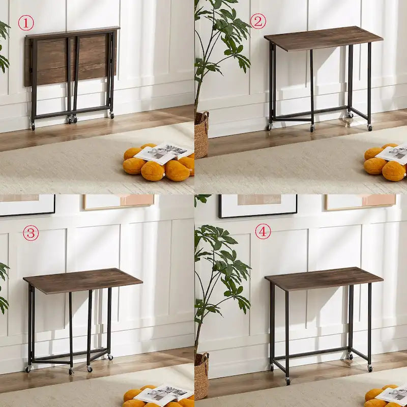 Bureau pliable roulant marron, 80 cm, 1 personne