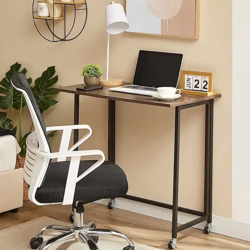 Bureau pliable roulant marron, 80 cm, 1 personne