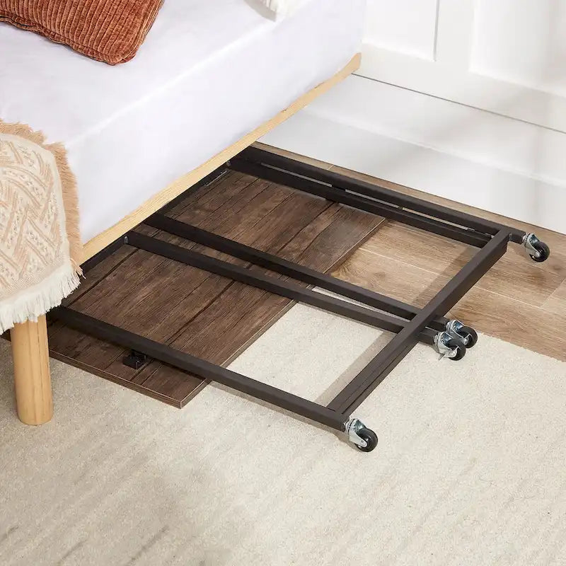 Bureau pliable roulant marron, 80 cm, 1 personne