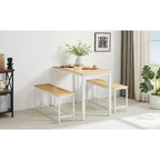 Ensemble Table à Manger Industrielle avec 2 Bancs, 4 Places, Noir / Marron Rustique / Blanc+Naturel / Gris, Pieds en Métal