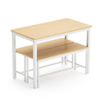 Ensemble Table à Manger Industrielle avec 2 Bancs, 4 Places, Noir / Marron Rustique / Blanc+Naturel / Gris, Pieds en Métal