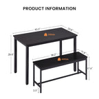 Ensemble Table à Manger Industrielle avec 2 Bancs, 4 Places, Noir / Marron Rustique / Blanc+Naturel / Gris, Pieds en Métal